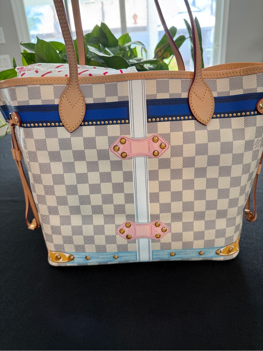 🍒 Louis Vuitton NEVERFULL MM PORTO CERVO Summer Trunks Damier Azur Bag Tote NEW🍒 - Picture 7 of 12